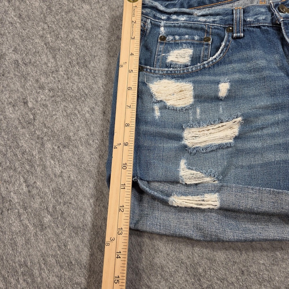 Rag & Bone Shorts Womens 29 Blue Distressed Denim Cutoff Cuffed Relaxed Casual - Picture 4 of 13